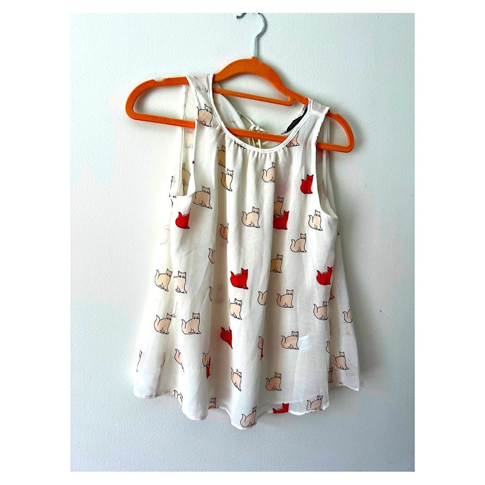 Satin kitty cat blouse